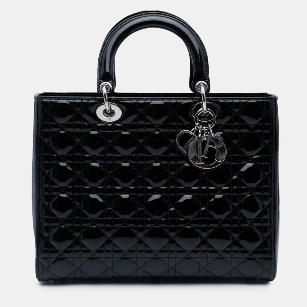 Dior Black Large Patent Cannage Lady Dior