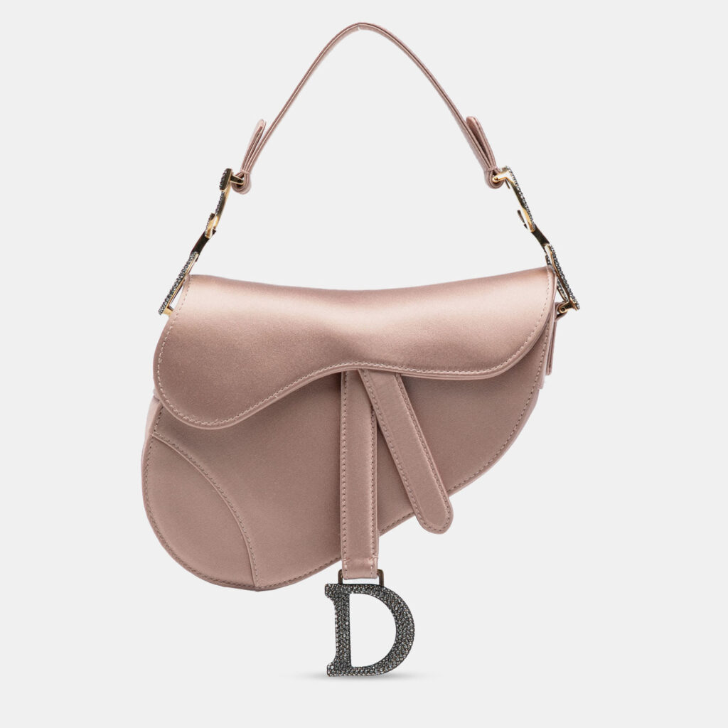 Dior Pink Mini Satin Crystal Embellished Saddle Bag Dior Pink Mini Satin Crystal Embellished Saddle Bag