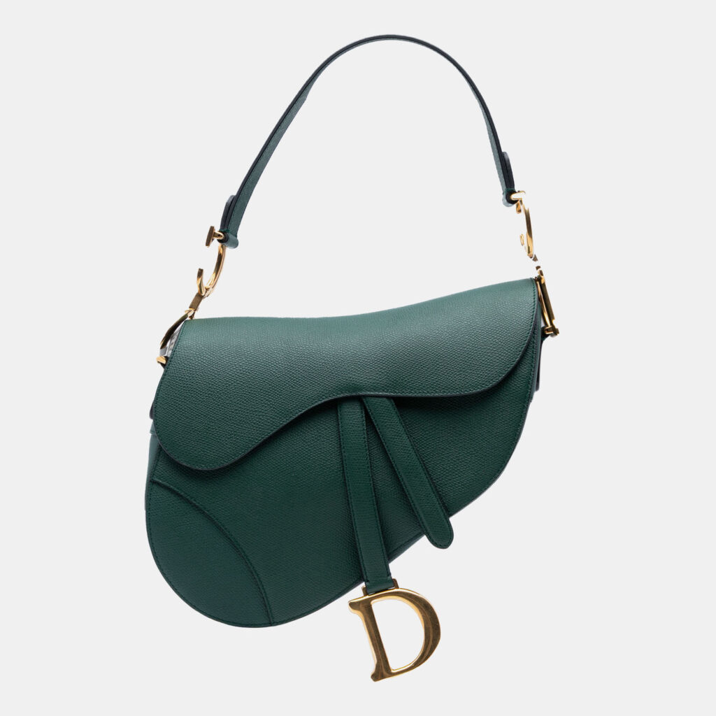 Dior Green Mini Grained Calfskin Saddle Bag