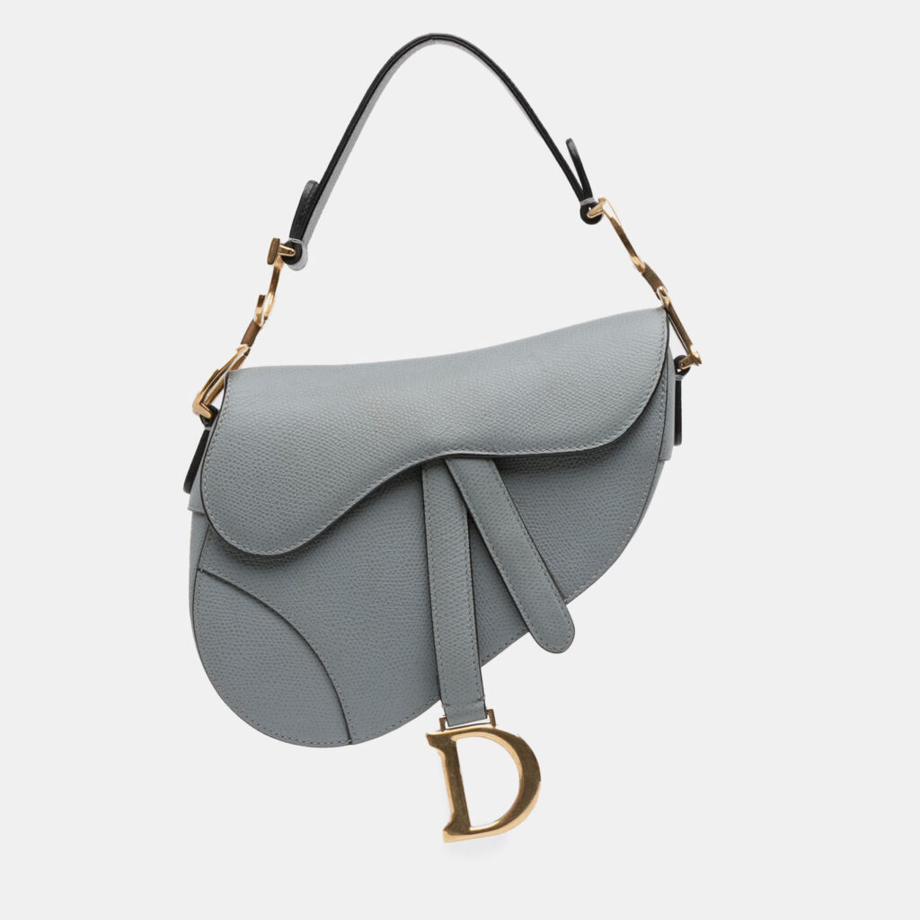 Dior Light Blue Mini Grained Calfskin Saddle Bag