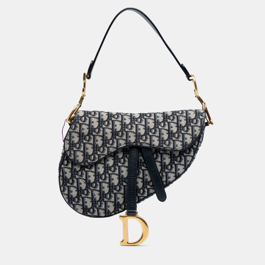 Dior Blue Oblique Canvas Saddle Bag