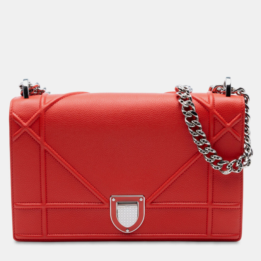 Dior Red Medium Grained Calfskin Diorama Flap Dior Red Medium Grained Calfskin Diorama Flap