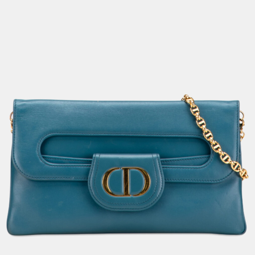Dior Blue Medium Calfskin DiorDouble Chain Bag