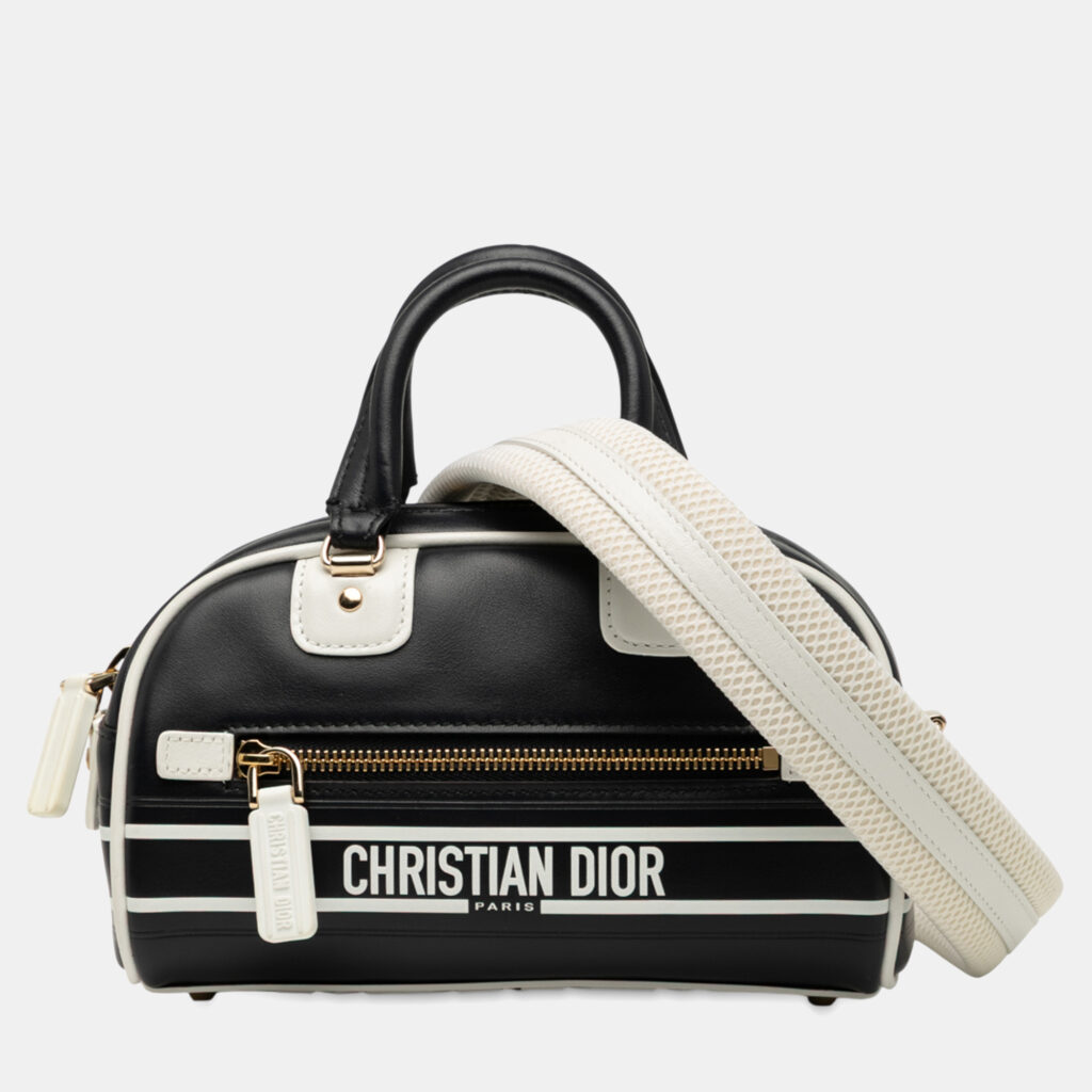 Dior Black White Micro Leather Dior Vibe Zip Bowling Bag Dior Black White Micro Leather Dior Vibe Zip Bowling Bag