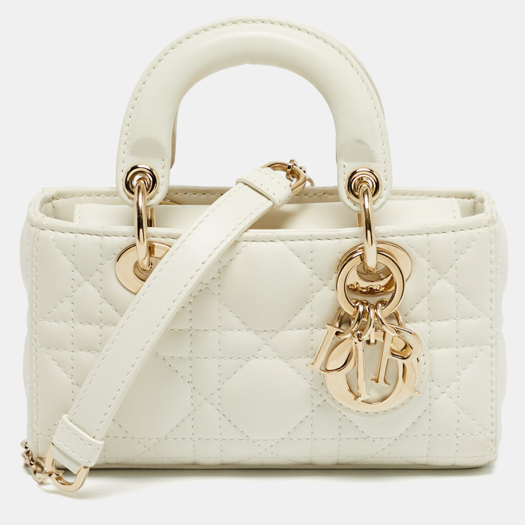 Dior White Cannage Leather Micro Lady D-Joy Bag Dior White Cannage Leather Micro Lady D-Joy Bag