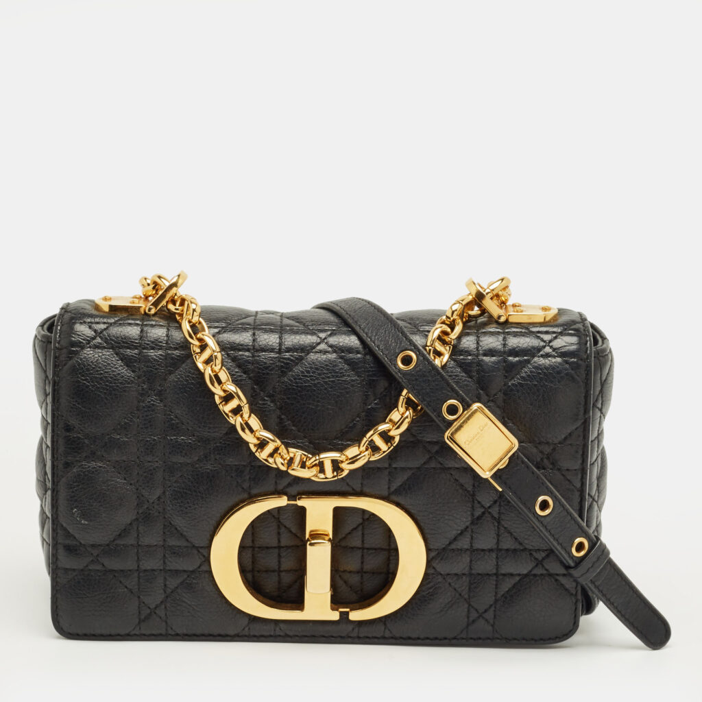 Dior Black Cannage Leather Small Caro Shoulder Bag Dior Black Cannage Leather Small Caro Shoulder Bag