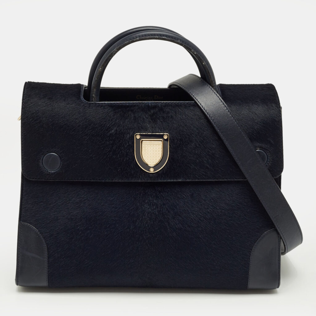 Dior Dark Blue Calfhair and Leather Medium Diorever Tote