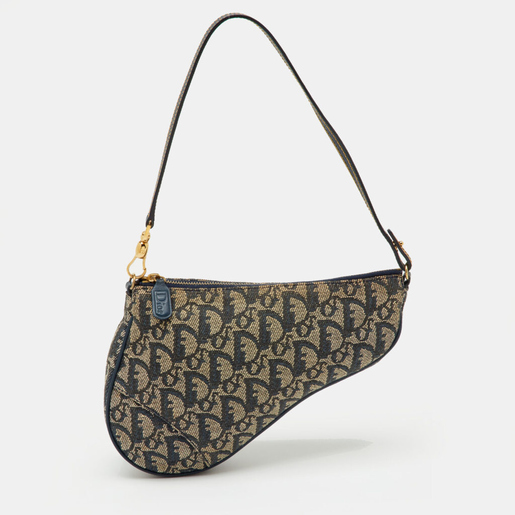 Dior Navy Blue Diorissimo Canvas Vintage Trotter Saddle Bag Dior Navy Blue Diorissimo Canvas Vintage Trotter Saddle Bag