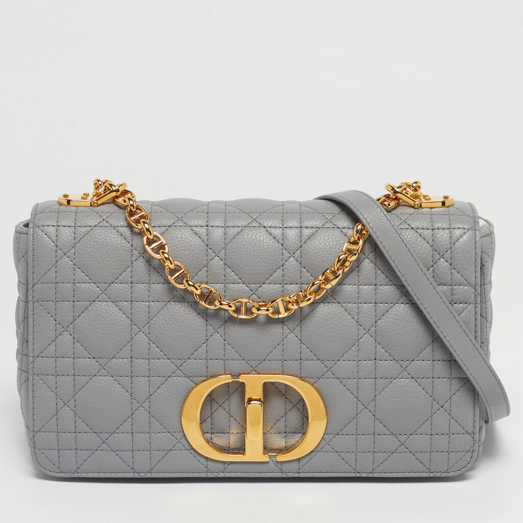Dior Grey Cannage Leather Medium Caro Shoulder Bag Dior Grey Cannage Leather Medium Caro Shoulder Bag