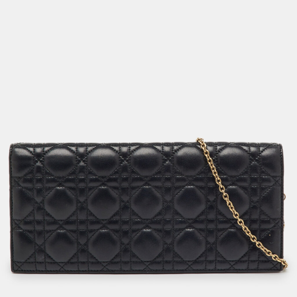 Dior Black Cannage Leather Lady Dior Chain Clutch Dior Black Cannage Leather Lady Dior Chain Clutch