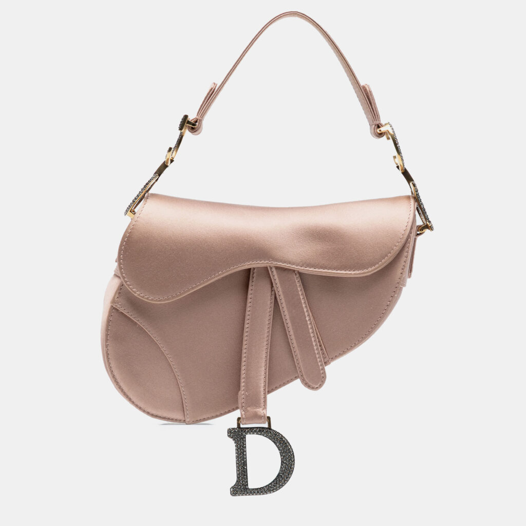 Dior Pink Mini Satin Crystal Embellished Saddle Bag Dior Pink Mini Satin Crystal Embellished Saddle Bag