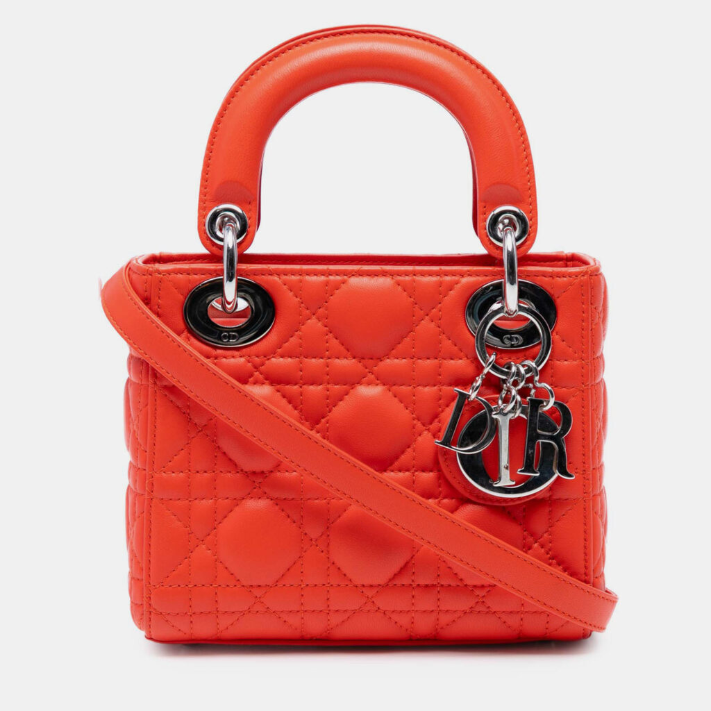 Dior Orange Mini Lambskin Cannage Lady Dior Dior Orange Mini Lambskin Cannage Lady Dior