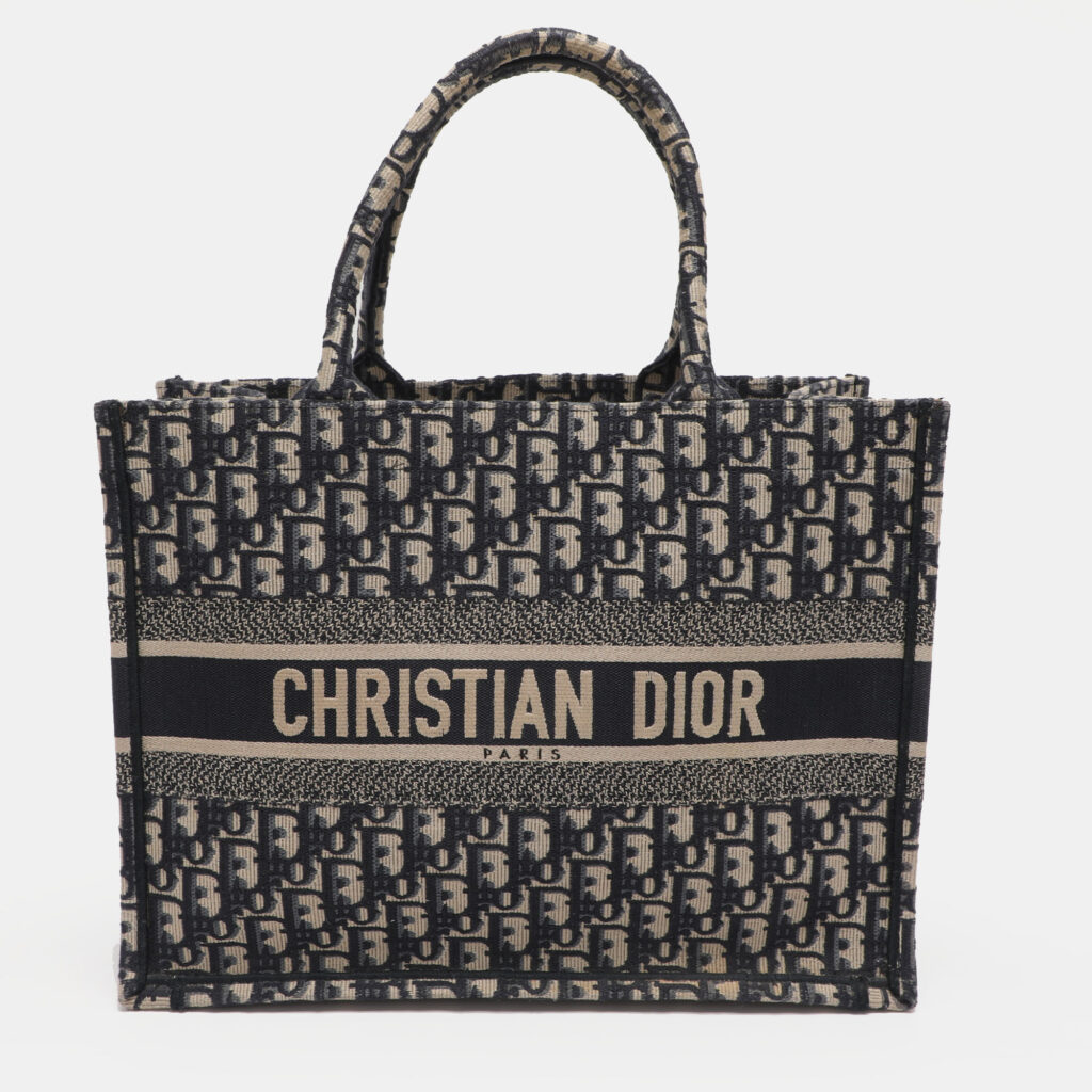 Dior Navy Blue Oblique Embroidered Canvas Medium Book Tote Dior Navy Blue Oblique Embroidered Canvas Medium Book Tote