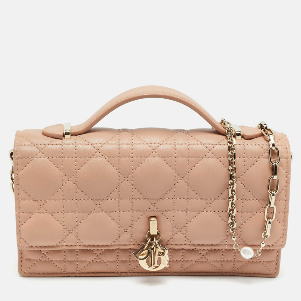 Dior Rose des Vents Cannage Leather Mini My Dior Top Handle Bag