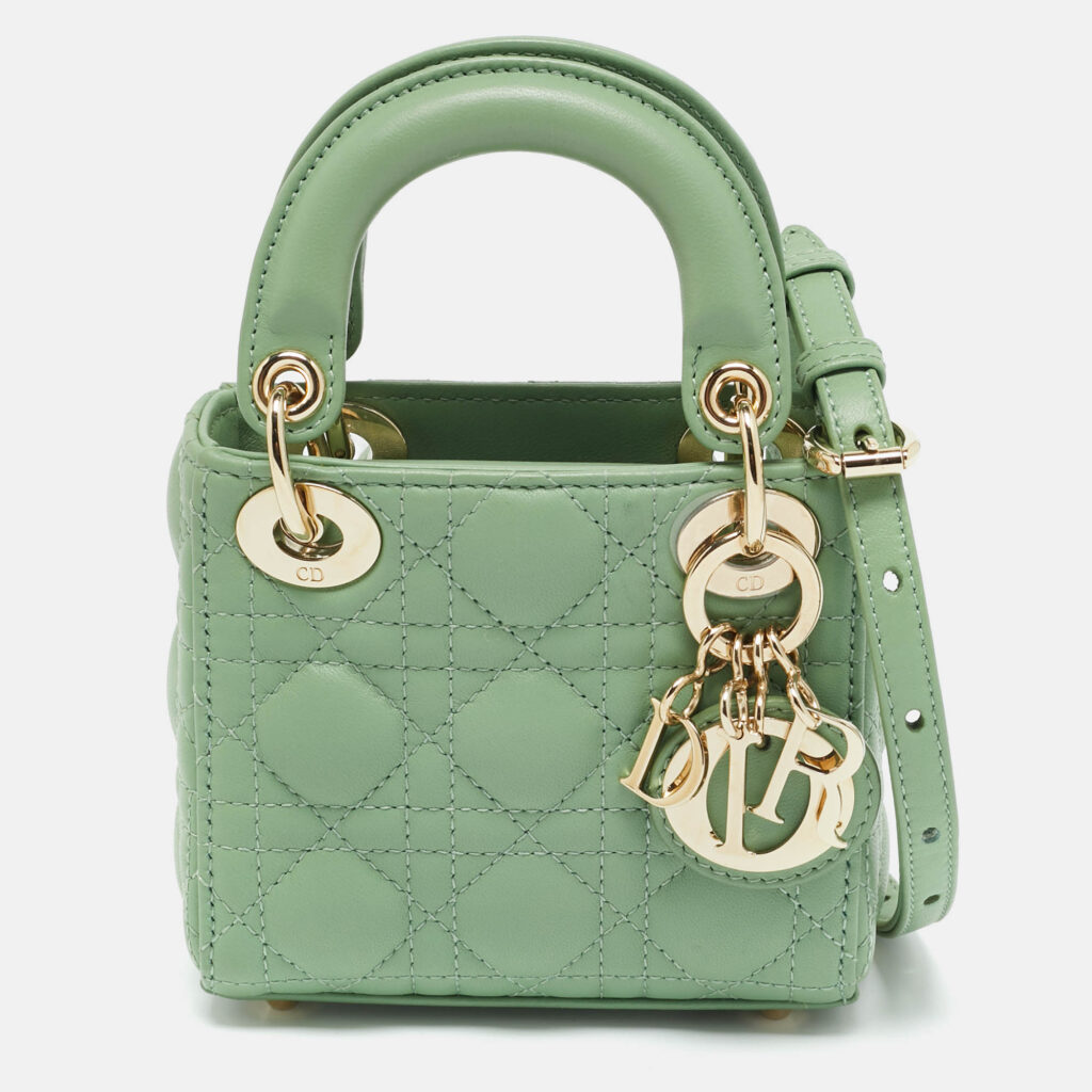 Dior Green Cannage Leather Micro Lady Dior Tote Dior Green Cannage Leather Micro Lady Dior Tote