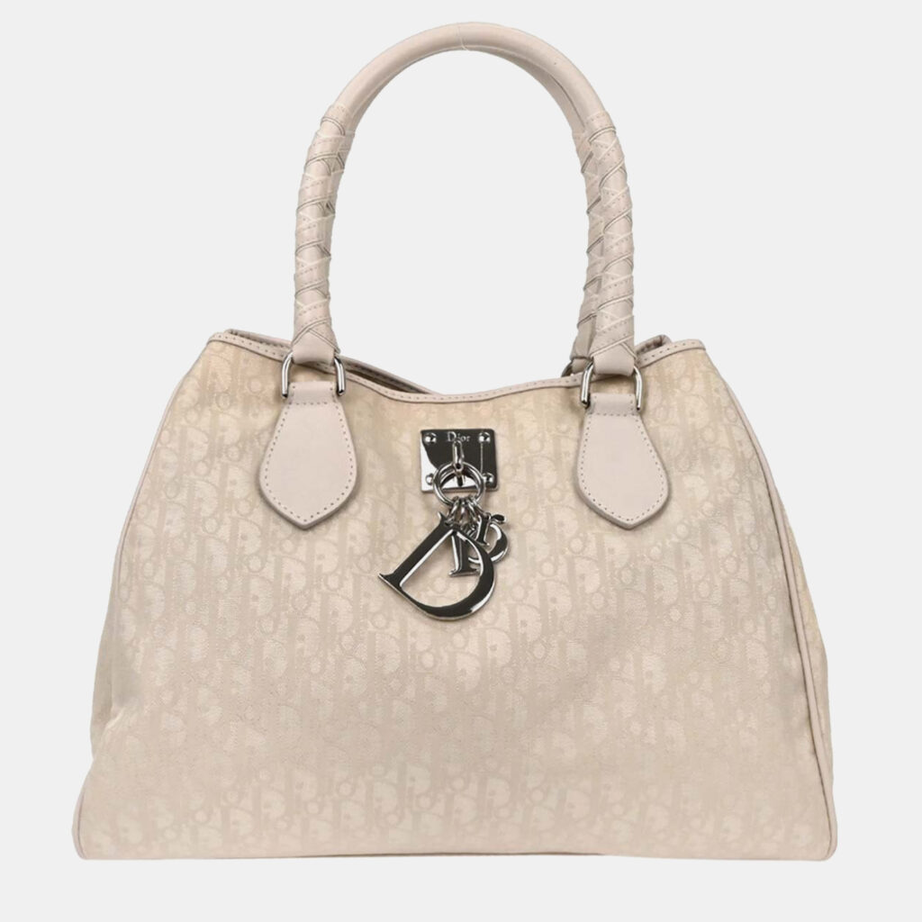 Christian Dior White Lovely Trotter Tote Bag Christian Dior White Lovely Trotter Tote Bag