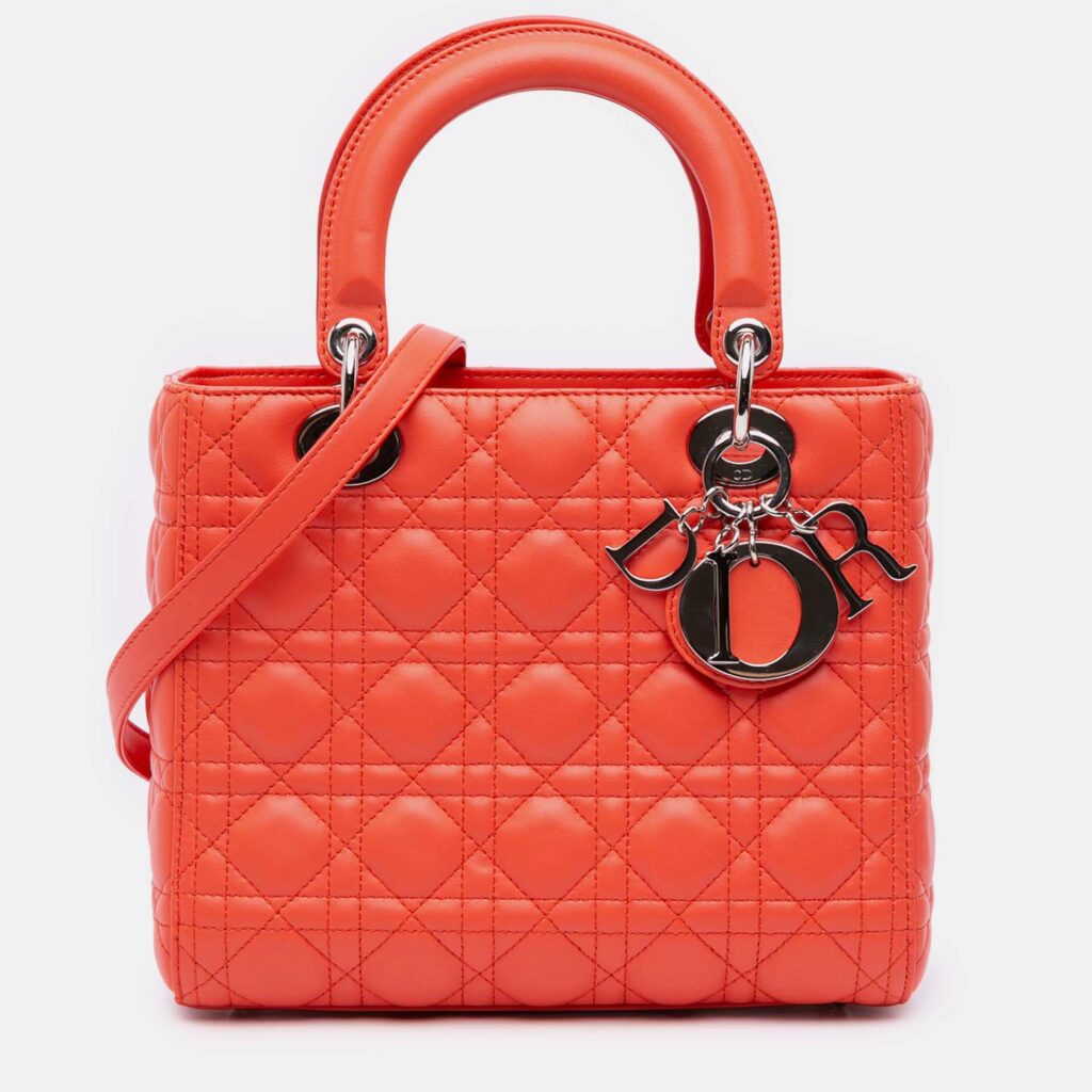 Dior Orange Medium Lambskin Cannage Lady Dior Dior Orange Medium Lambskin Cannage Lady Dior