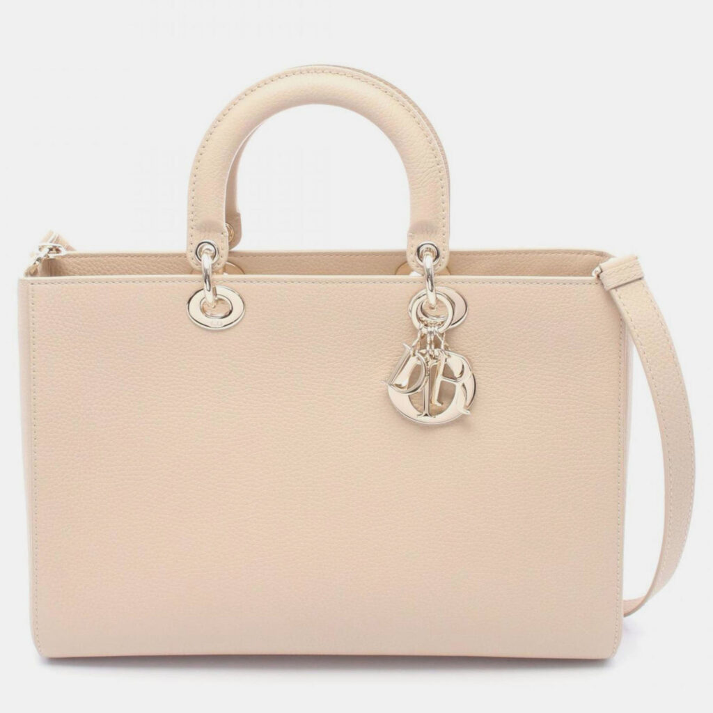Christian Dior Dior Lady D-Sire Large Handbag Leather Beige