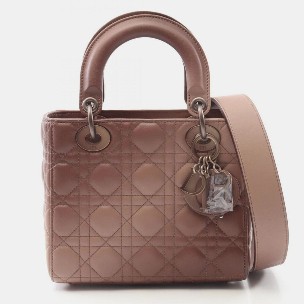 Christian Dior Dior Lady Small Cannage Handbag Leather Pink Christian Dior Dior Lady Small Cannage Handbag Leather Pink
