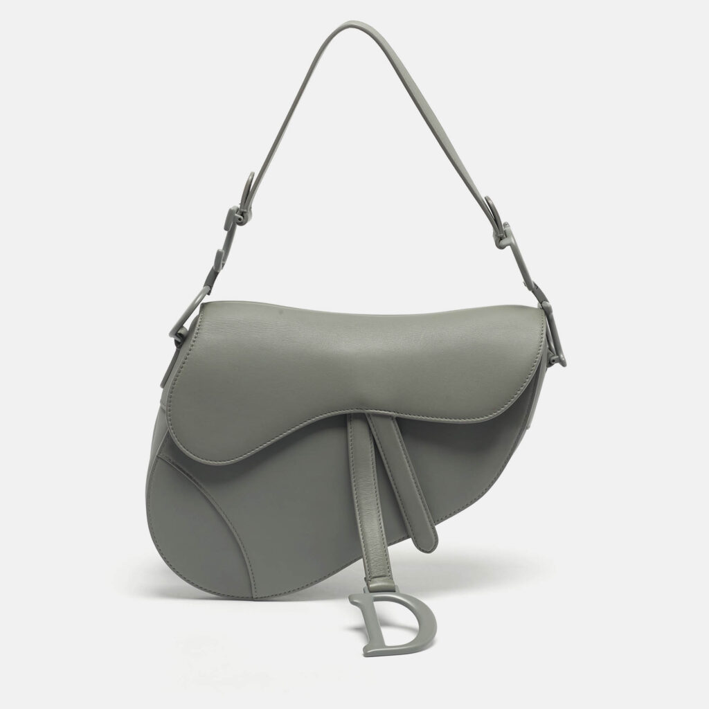 Dior Grey Leather Saddle Bag Dior Grey Leather Saddle Bag