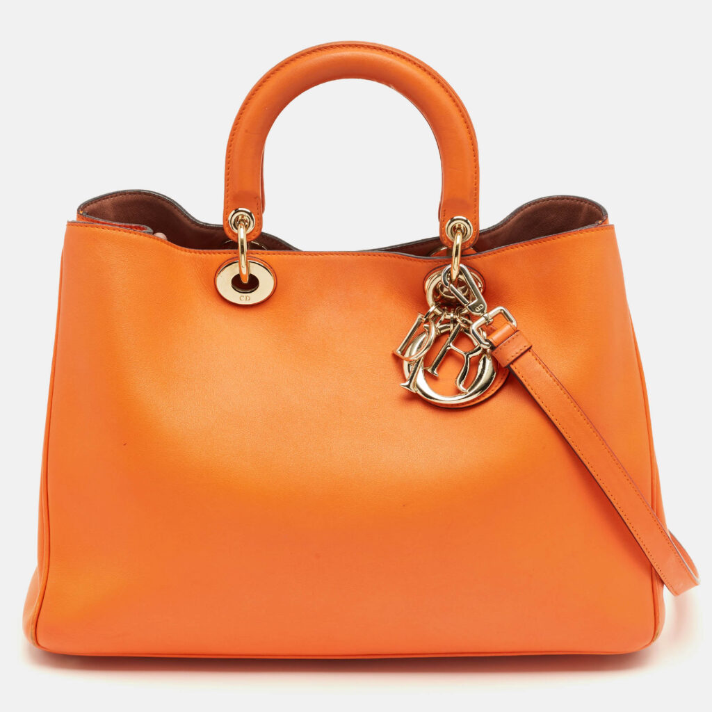Dior Orange Leather Large Diorissimo Shopper Tote Dior Orange Leather Large Diorissimo Shopper Tote