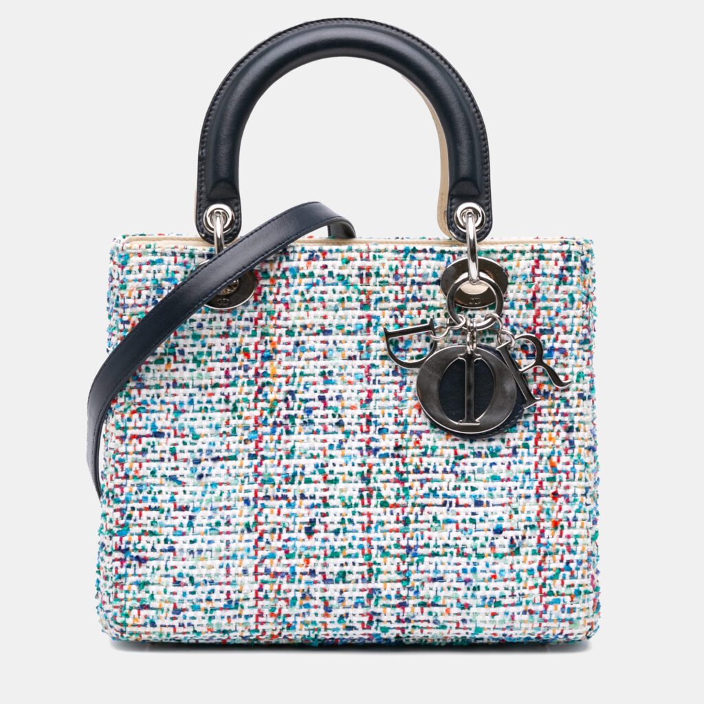 luxury-women-dior-used-handbags-p1240904-002.jpg Dior Blue Medium Tweed Lady Dior
