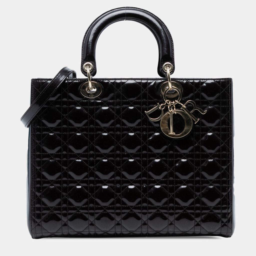 Dior Black Large Patent Cannage Lady Dior Dior Black Large Patent Cannage Lady Dior