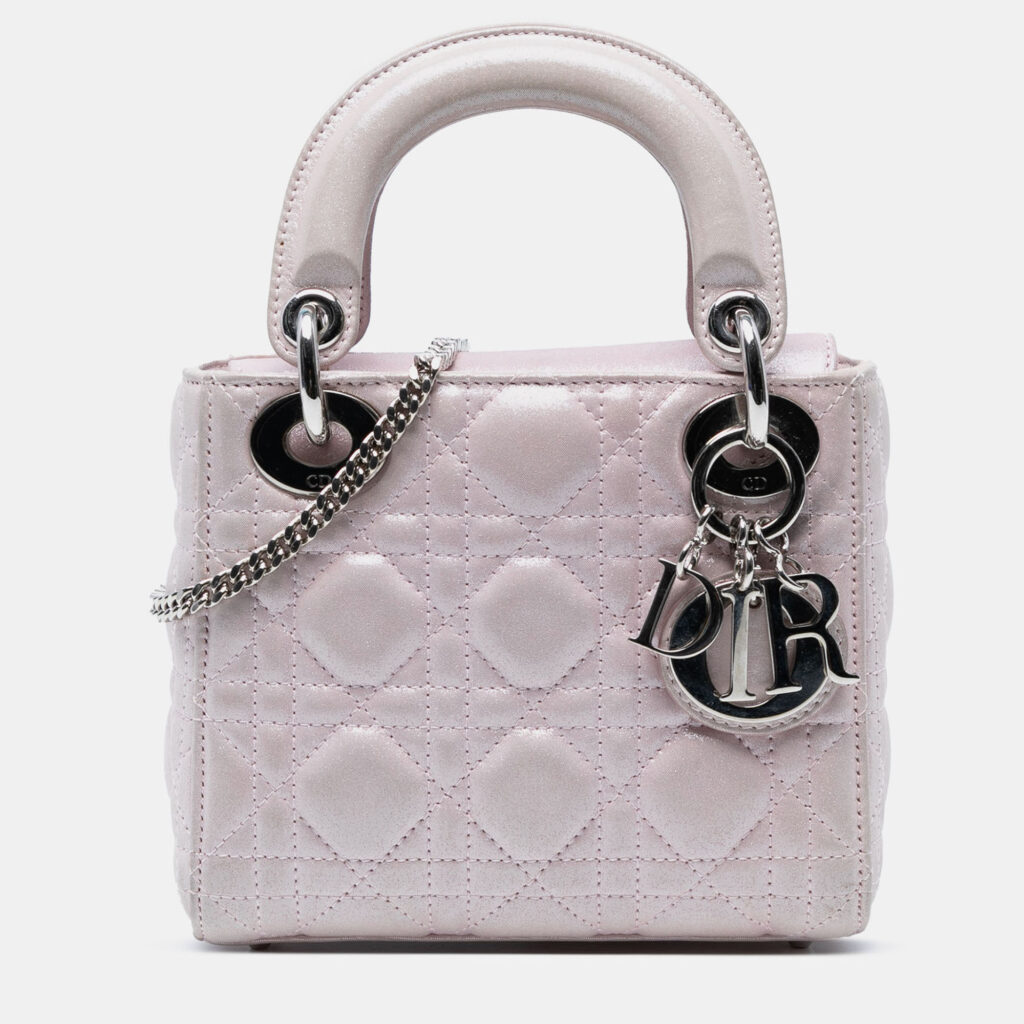Dior Pink Mini Metallic Lambskin Cannage Lady Dior Dior Pink Mini Metallic Lambskin Cannage Lady Dior
