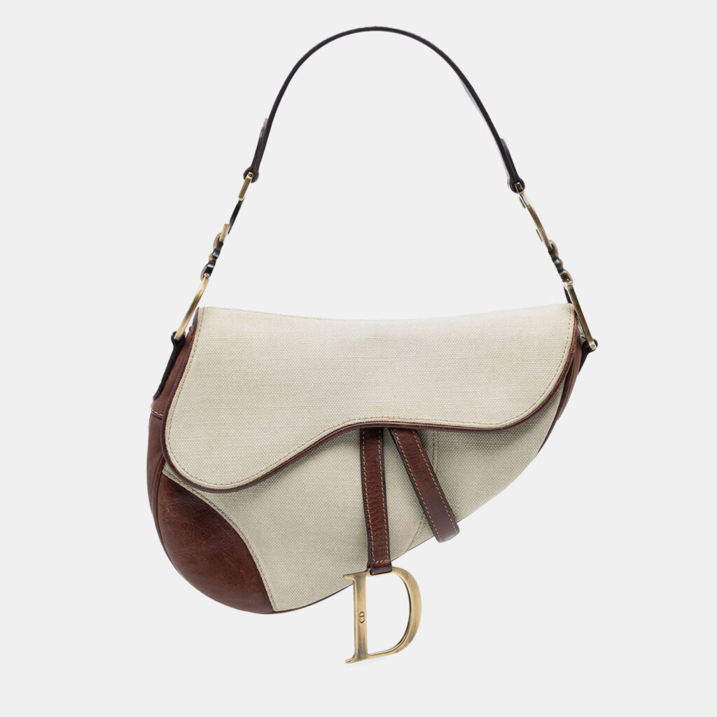 Dior Beige Brown Canvas Saddle Bag Dior Beige Brown Canvas Saddle Bag