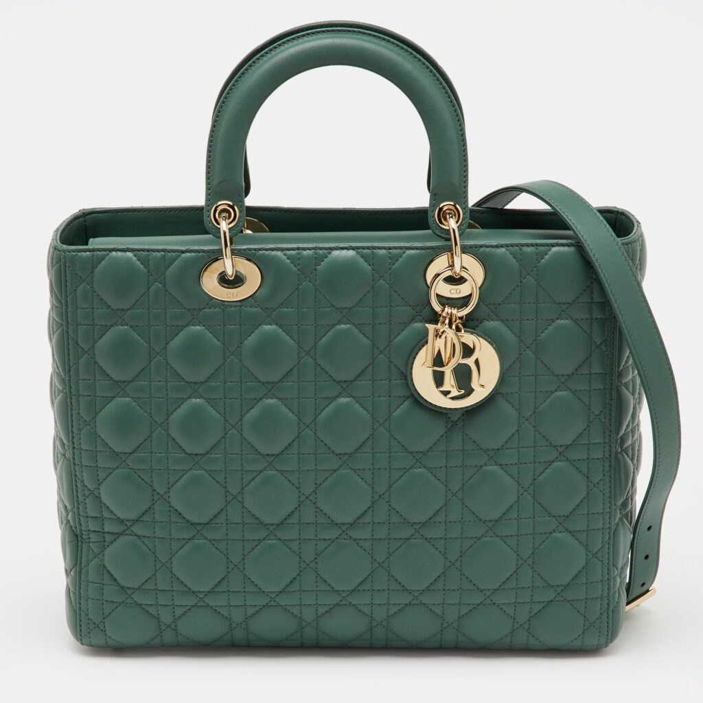 Dior Sage Green Cannage Leather Large Lady Dior Tote Dior Sage Green Cannage Leather Large Lady Dior Tote