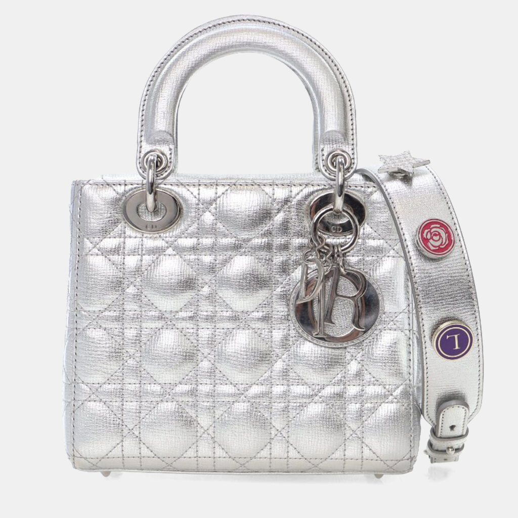 Dior Silver Small Metallic Grained Calfskin Cannage My ABCDior Lady Dior