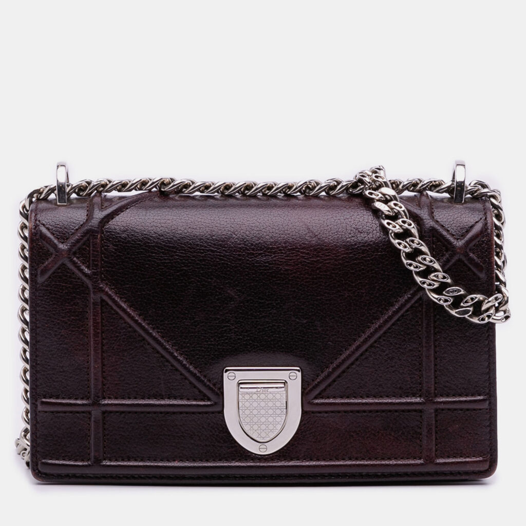 Dior Brown Mini Grained Calfskin Diorama Flap Dior Brown Mini Grained Calfskin Diorama Flap