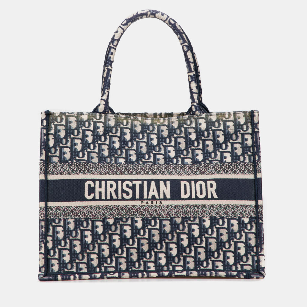 Dior Navy Blue Medium Oblique Canvas Book Tote Dior Navy Blue Medium Oblique Canvas Book Tote