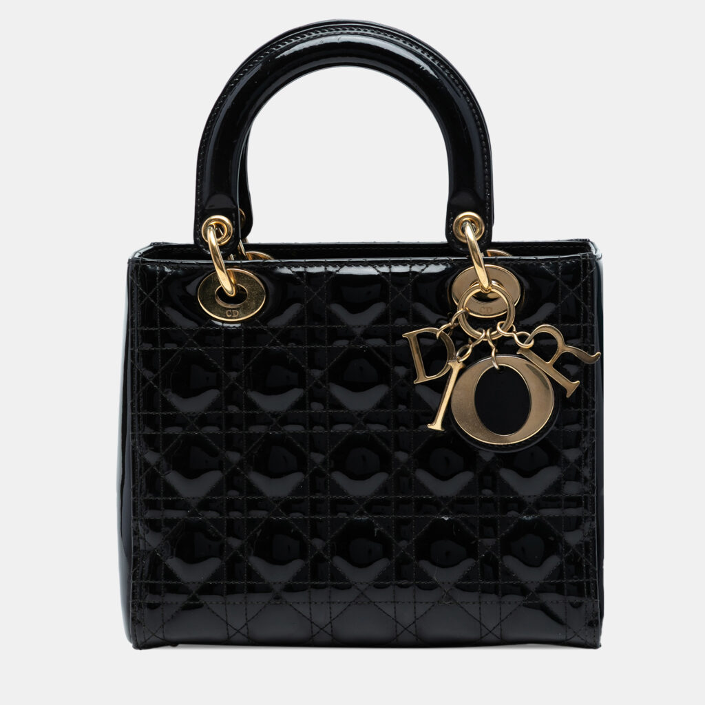 luxury-women-dior-used-handbags-p1242457-002-1.jpg Dior Black Medium Patent Cannage Lady Dior