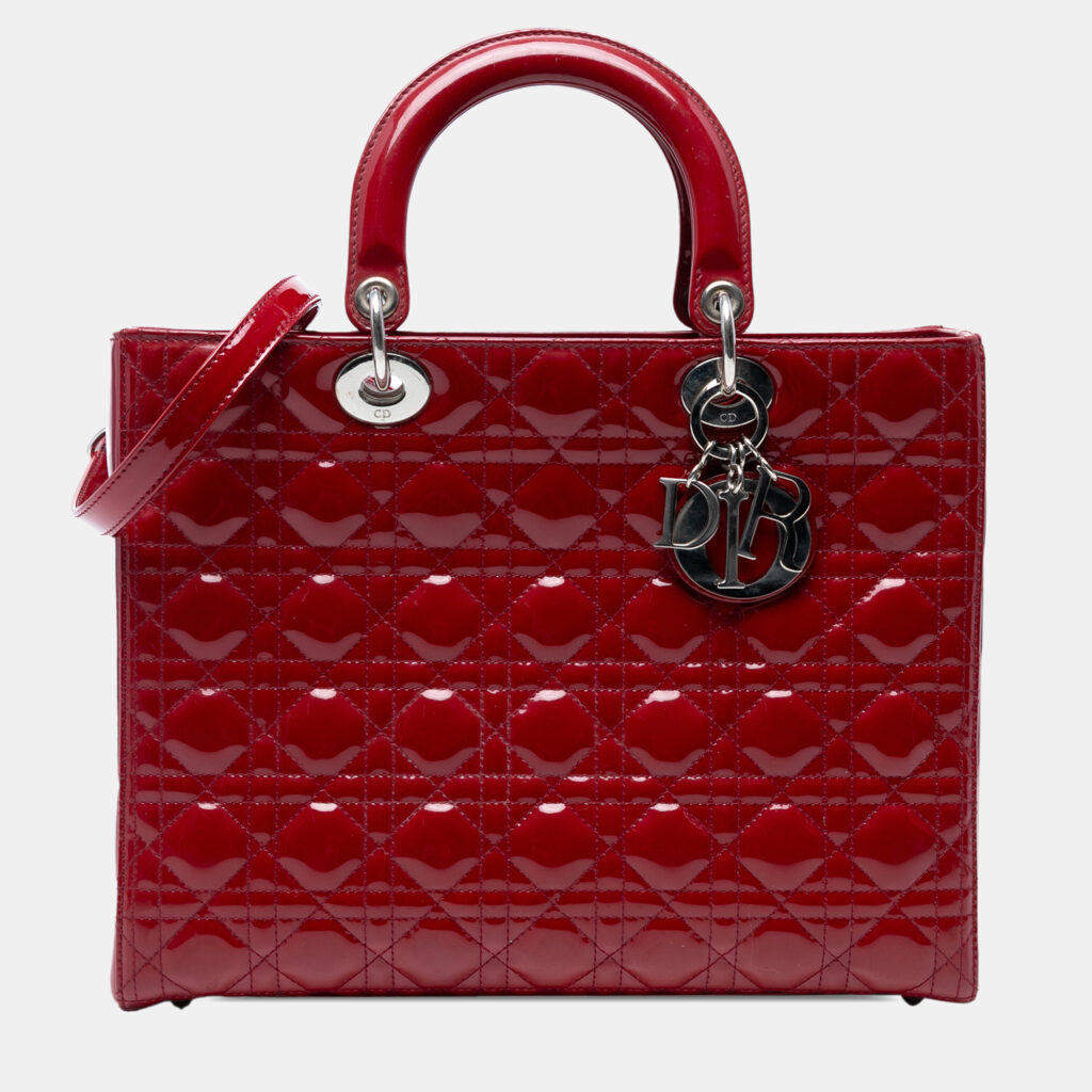 Dior Red Large Patent Cannage Lady Dior Dior Red Large Patent Cannage Lady Dior