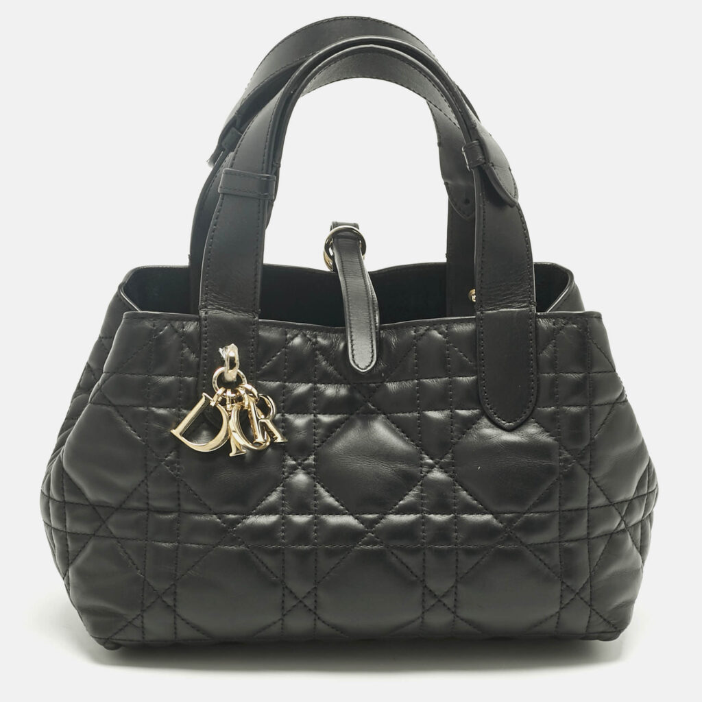 Dior Black Cannage Leather Small Toujours Tote Dior Black Cannage Leather Small Toujours Tote