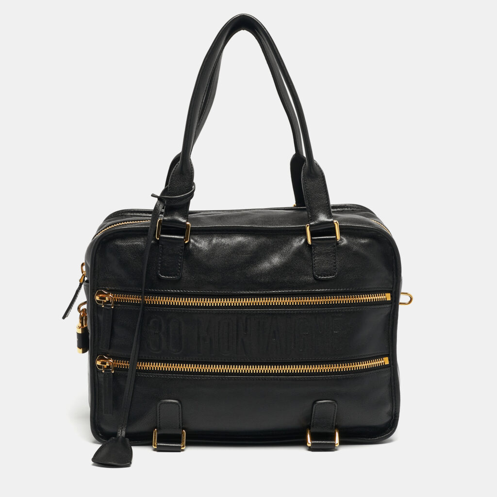 Dior Black Leather 30 Montaigne Duffel Bag Dior Black Leather 30 Montaigne Duffel Bag