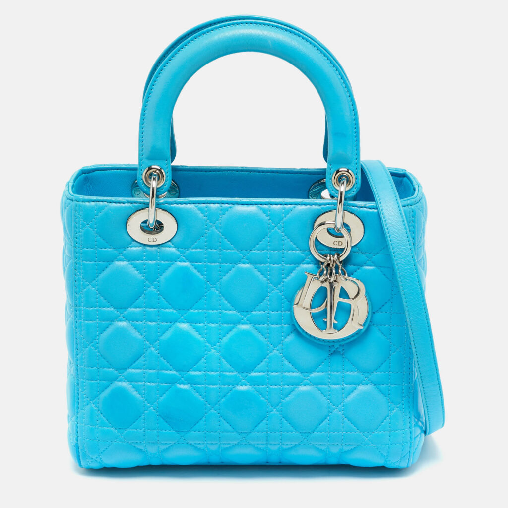 luxury-women-dior-used-handbags-p1243748-017-1.jpg Dior Light Blue Cannage Leather Medium Lady Dior Tote