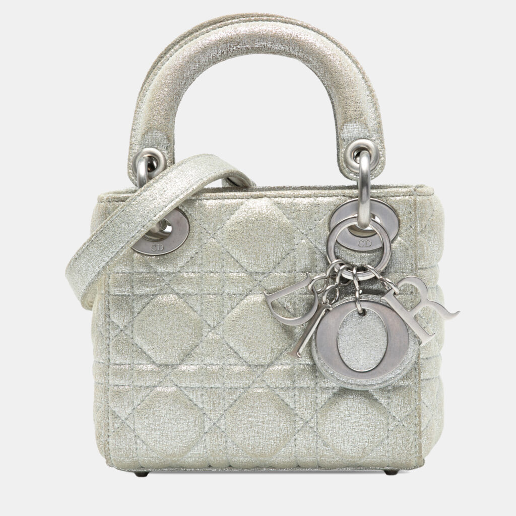 Dior Silver Micro Metallic Calfskin Cannage Lady Dior Dior Silver Micro Metallic Calfskin Cannage Lady Dior