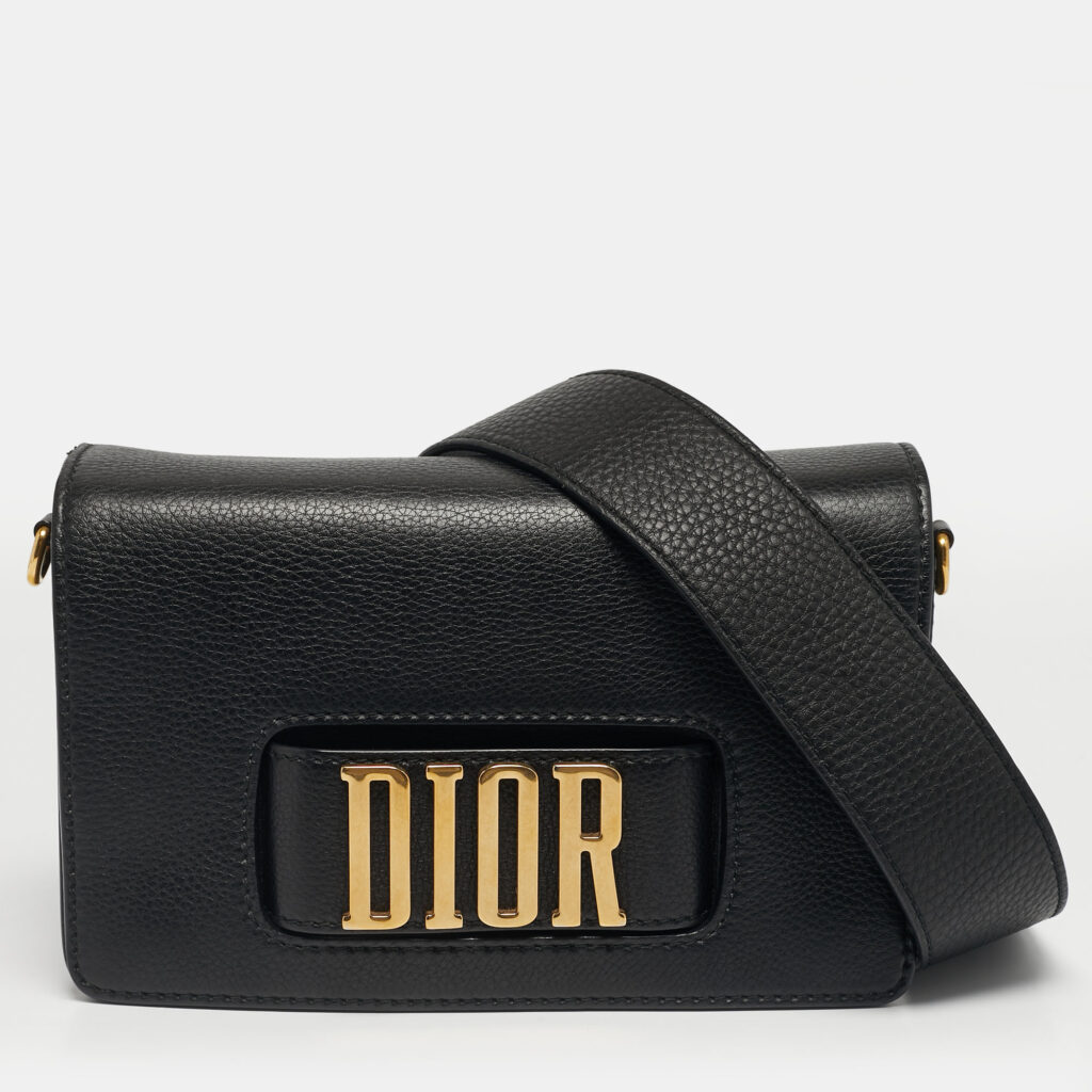 luxury-women-dior-used-handbags-p1244596-001.jpg Dior Black Leather Dio(r)evolution Flap Shoulder Bag