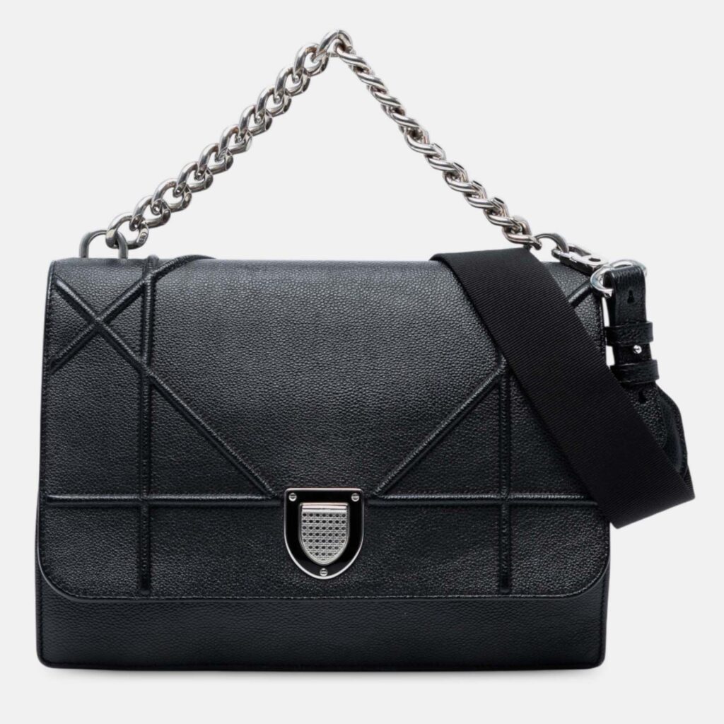 Dior Black Large Grained Calfskin Diorama Flap Dior Black Large Grained Calfskin Diorama Flap
