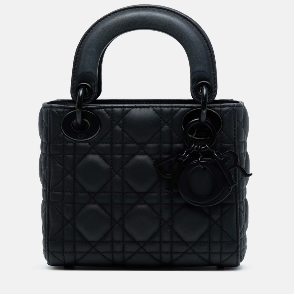 Dior Black Mini Ultra Matte Calfskin Cannage Lady Dior Dior Black Mini Ultra Matte Calfskin Cannage Lady Dior