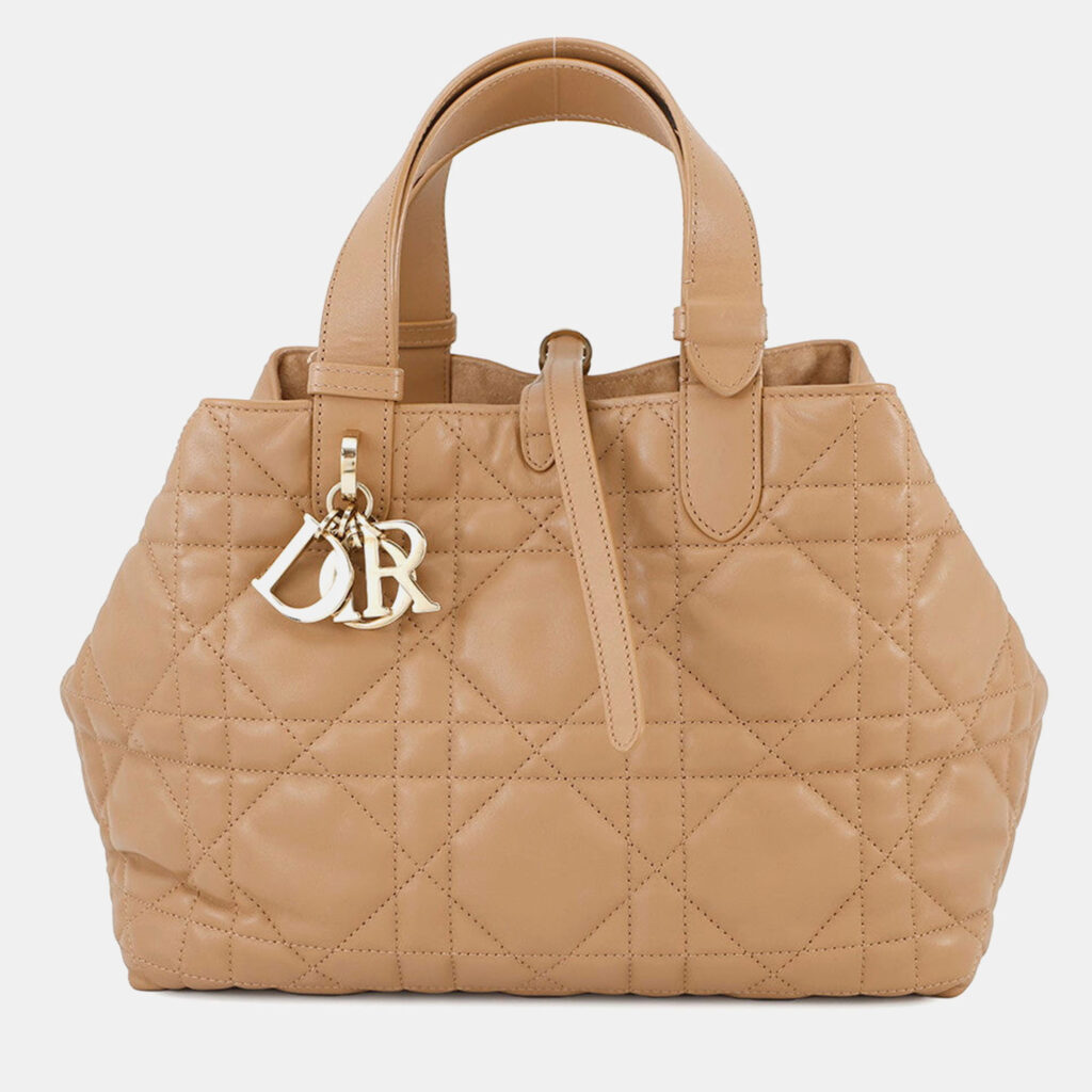 Dior Toujules Macrocannage Handbag Tan Calf Leather Size Medium