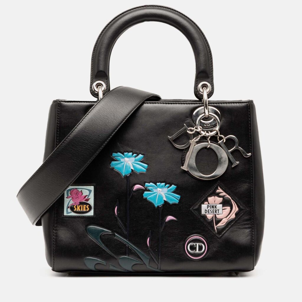 luxury-women-dior-used-handbags-p1245388-004.jpg Dior Black Medium Calfskin Paradise Lady Dior
