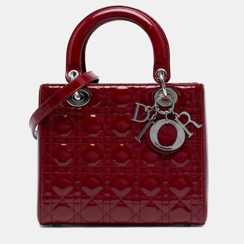 Dior Red Medium Patent Cannage Lady Dior Dior Red Medium Patent Cannage Lady Dior