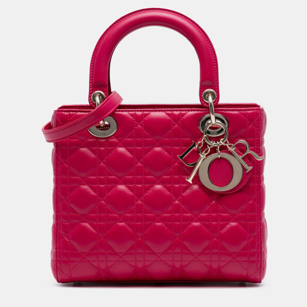 Dior Pink Medium Lambskin Cannage Lady Dior Dior Pink Medium Lambskin Cannage Lady Dior