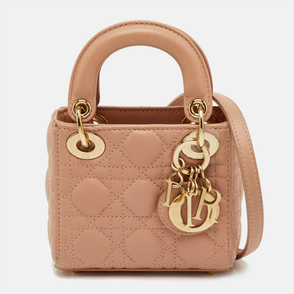 Dior Lady Dior Micro Beige Cannage Leather Tote Dior Lady Dior Micro Beige Cannage Leather Tote