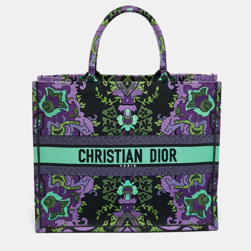 Dior Embroidered Book Large Multicolor Canvas Tote Dior Embroidered Book Large Multicolor Canvas Tote