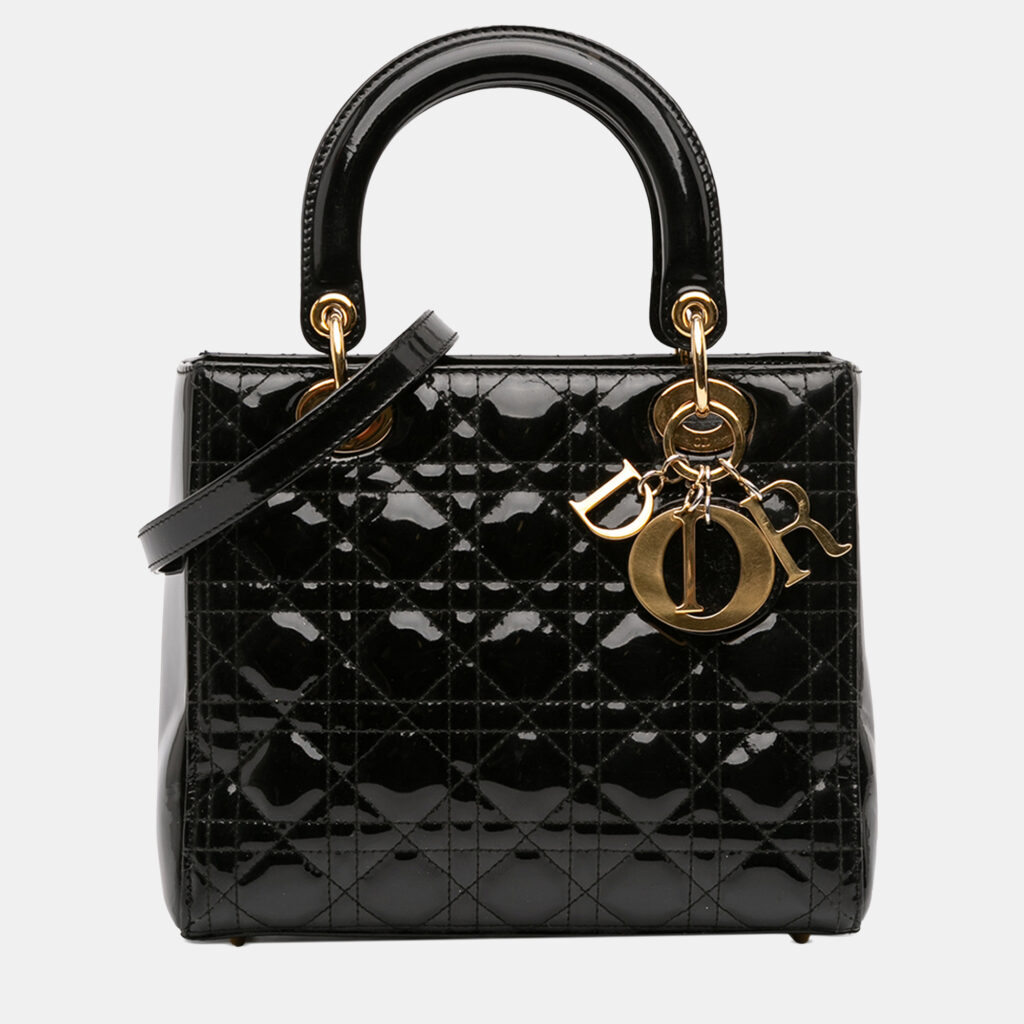 luxury-women-dior-used-handbags-p1246714-002-1.jpg Dior Black Medium Patent Cannage Lady Dior
