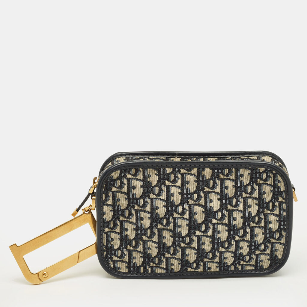 Dior Diorquake Navy Blue Oblique Canvas Clutch